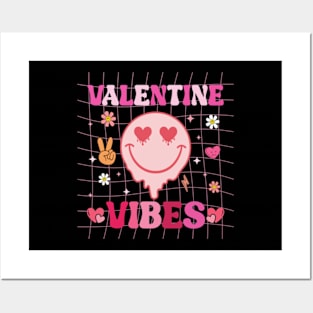 Groovy Valentine Vibes Valentines Day Shirts For Girl Women's Posters and Art